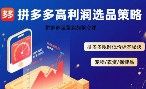 拼多多选品暴利技术实战课，拼多多高利润选品策略，拼多多限时低价标签秘诀-百盟网