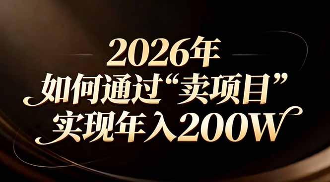 站在2026年的十字路口：一个普通人如何通过卖项目实现年入200万-百盟网