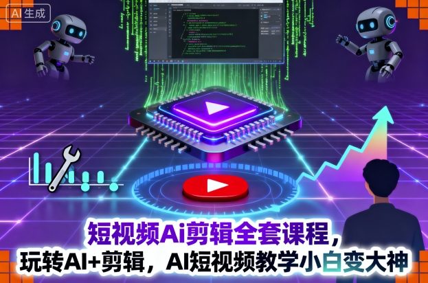 短视频Ai剪辑全套课程，玩转AI+剪辑，AI短视频教学小白变大神-百盟网