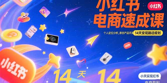 小红书虚拟电商速成课：个人定位分析，原创产品开发，14天变现路径规划-项目网