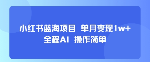 小红书蓝海项目 单月变现1w+ 全程AI 操作简单-百盟网
