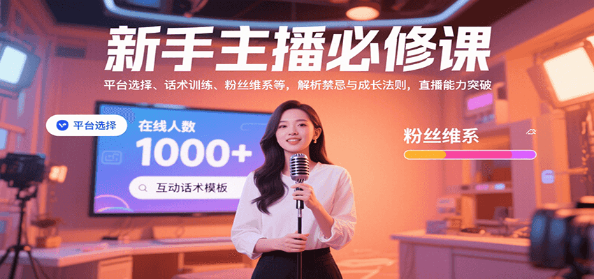 新手主播必修课：平台选择、话术训练、粉丝维系等，解析禁忌与成长法则，突破直播能力-励知台