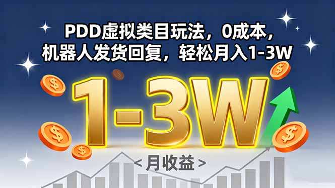 PDD虚拟类目玩法，0成本，机器人发货回复，轻松月入1-3W-百盟网