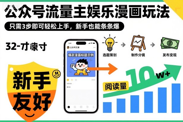 公众号流量主娱乐漫画玩法,只需3步即可轻松上手,新手也能条条爆-百盟网