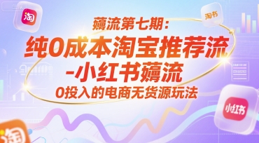 薅流第七期：纯0成本淘宝推荐流-小红书薅流最新版目，0投入的电商无货源玩法(附赠往期)-百盟网