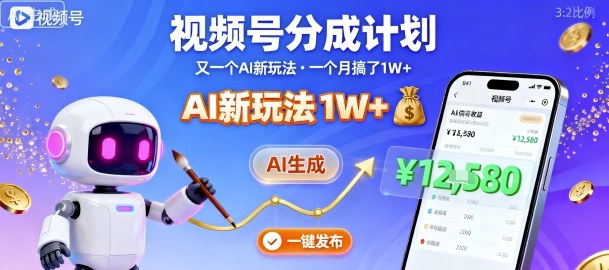 视频号分成计划：又一个AI新玩法，一个月搞了1W+，纯AI生成，一键发布即可-百盟网