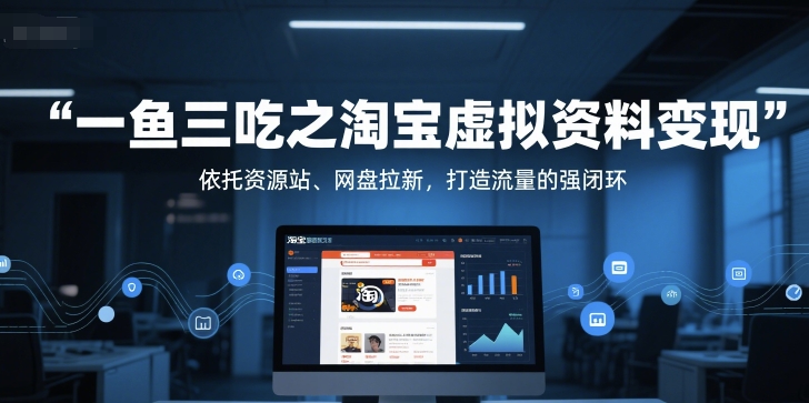 一鱼三吃之淘宝虚拟资料变现，依托资源站、网盘拉新，打造流量的强闭环-百盟网