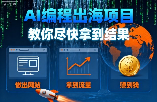 AI编程出海项目，教你尽快拿到结果-做出网站、拿到流量、賺到钱-百盟网