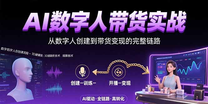 AI数字人+带货实战：从数字人创建到带货变现的完整链路-百盟网