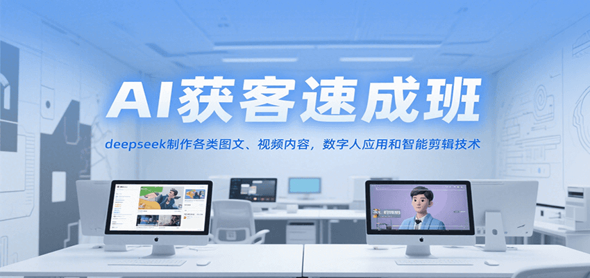 AI获客速成班，deepseek制作各类图文、视频内容，数字人应用和智能剪辑技术-百盟网