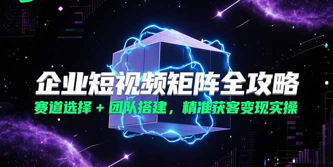 企业短视频矩阵全攻略，赛道选择+团队搭建，精准获客变现实操-百盟网