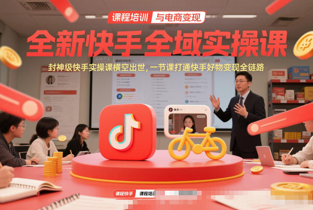 全新快手全域实操课，封神级快手实操课横空出世，一节课打通快手好物变现全链路-百盟网