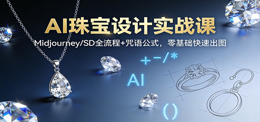 AI珠宝设计实战课:Midjourney/SD全流程+咒语公式,零基础快速出图-百盟网
