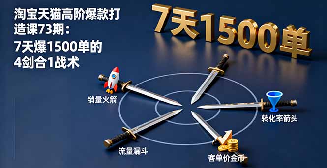 淘宝天猫高阶爆款打造课73期:7天爆1500单的4剑合1战术-百盟网