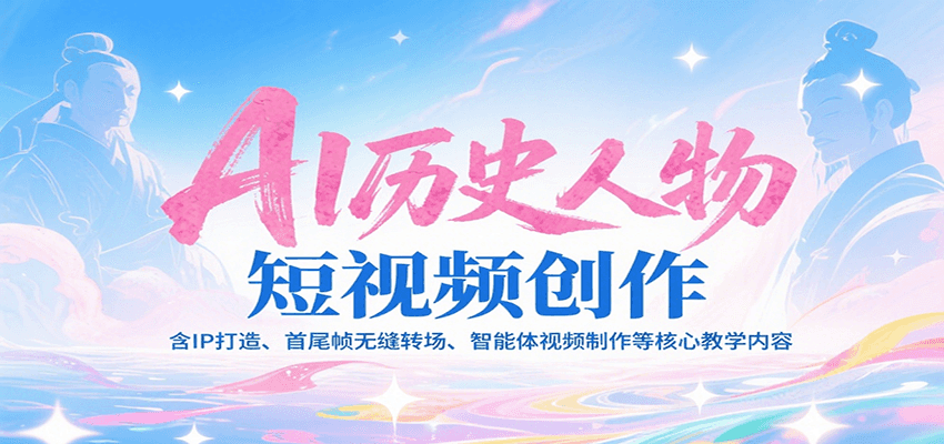 AI历史人物短视频创作，含IP打造、首尾帧无缝转场、智能体视频制作等核心教学内容-美客咖
