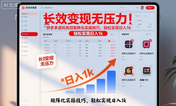 长效变现无压力!拼多多虚拟类目矩阵化实操技巧,轻松实现日入1k【揭秘】-百盟网
