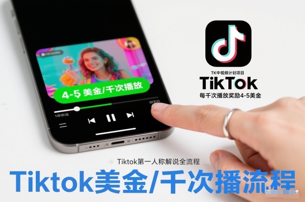 TK中视频计划项目，Tiktok第一人称解说流程，每干次播放奖励4-5美金-百盟网