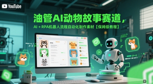 油管AI动物故事赛道，AI+RPA机器人流程自动化制作素材【保姆级教程】-百盟网