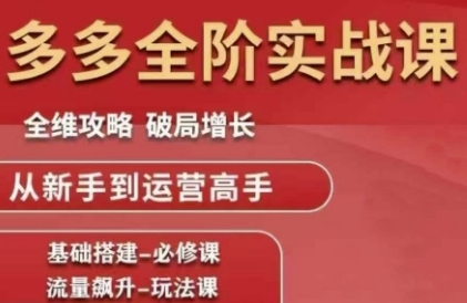 拼多多全阶实战课程，全维攻略，破局增长，从新手到运营高手-美客咖
