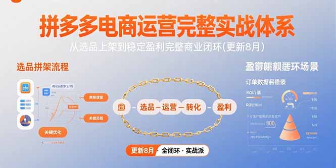 拼多多电商运营完整实战体系，从选品上架到稳定盈利完整商业闭环(更新8月-百盟网