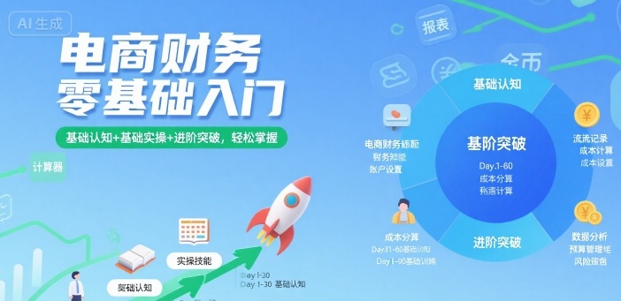 电商财务零基础入门，基础认知+基础实操+进阶突破，轻松掌握-百盟网