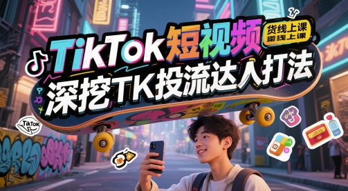 TikTok短视频带货线上课，深挖TK投流达人打法-百盟网