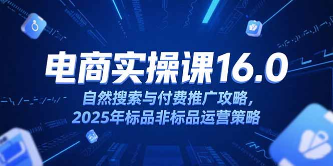 淘宝电商运营课16.0，自然搜索与付费推广攻略，2025年标品非标品运营策略-百盟网