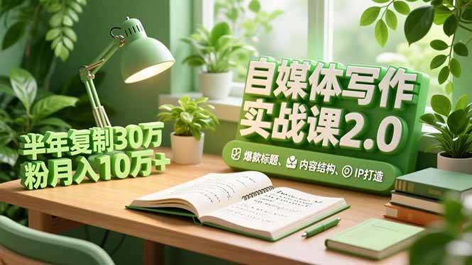 自媒体写作实战课2.0，爆款标题、内容结构、IP打造，半年复制30万粉月入10万+-百盟网