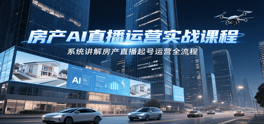 房产AI直播运营实战课程，系统讲解房产直播起号运营全流程-百盟网168