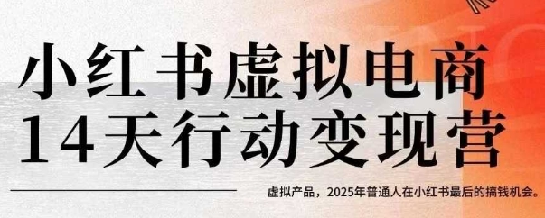 小红书虚拟电商14天变现训练营，虚拟产品，2025年普通人在小红书最后的搞钱机会-项目网