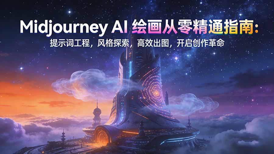 Midjourney AI绘画从零精通指南：提示词工程，风格探索，高效出图，开启创作革命-百盟网