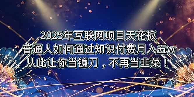 2025年互联网项目天花板，普通人如何通过卖项目实现逆风翻盘，月入5W＋！-百盟网