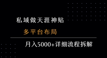 私域做天涯神贴 多平台布局 月入5k+详细流程拆解-百盟网