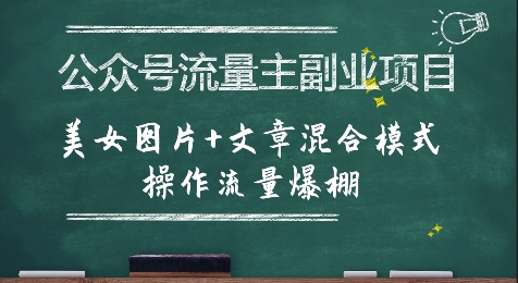 公众号流量主副业项目，美女图片+文章混合模式操作流量爆棚-百盟网