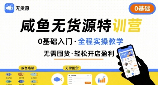 无货源特训营，0基础带你玩转咸鱼无货源-百盟网
