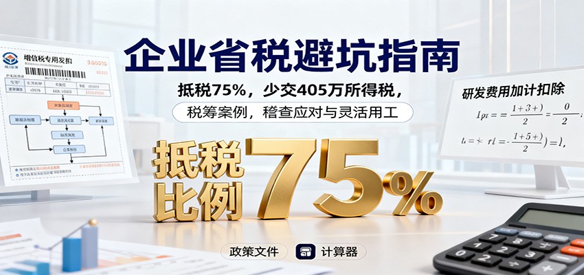企业省税避坑指南:抵税75%,少交405万所得税,税筹案例,稽查应对与灵活用工-百盟网