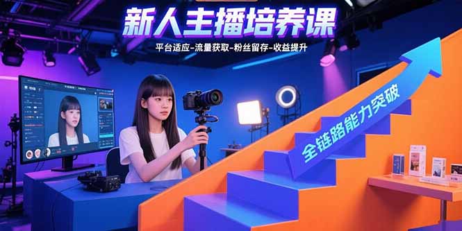 新人主播培养课：平台适应-流量获取-粉丝留存-收益提升 全链路能力突破-百盟网