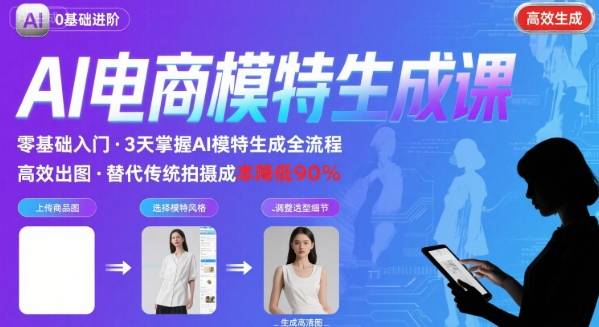 AI模特进阶课程，0基础高效生成逼真电商模特图-百盟网
