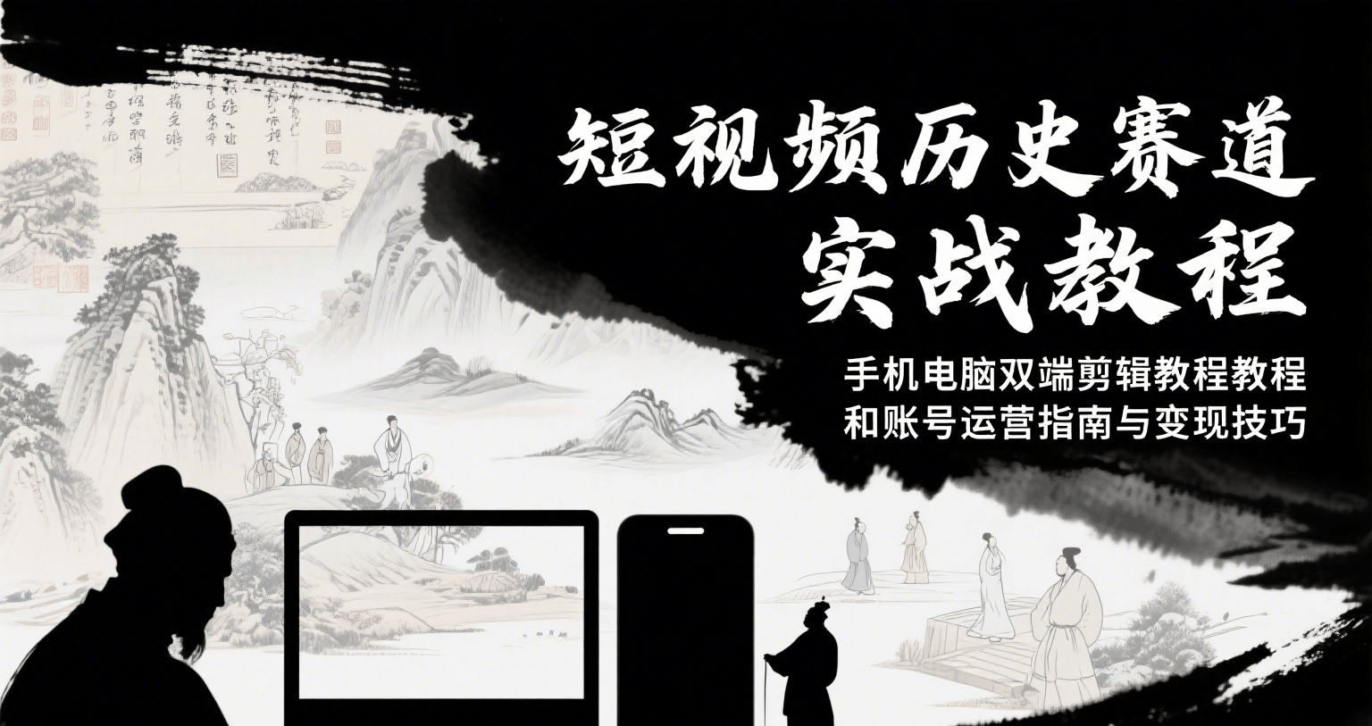 短视频历史赛道实战教程，手机电脑双端剪辑教程和账号运营指南与变现技巧-美客咖