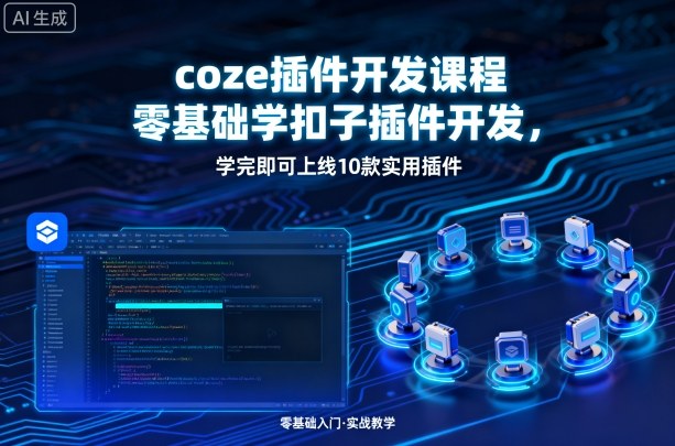 coze插件开发课程，零基础学扣子插件开发，学完即可上线10款实用插件-百盟网