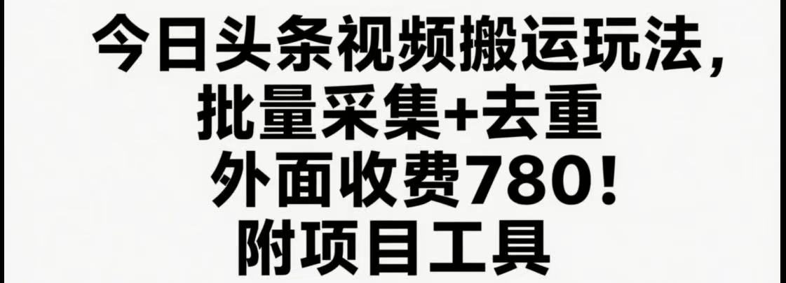 今日头条视频搬运玩法，软件一键去重，轻松日入500+附项目工具-有量联盟