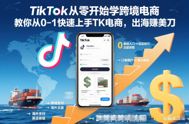 TikTok从零开始学跨境电商,教你从0-1快速上手TK电商,出海賺美刀-百盟网