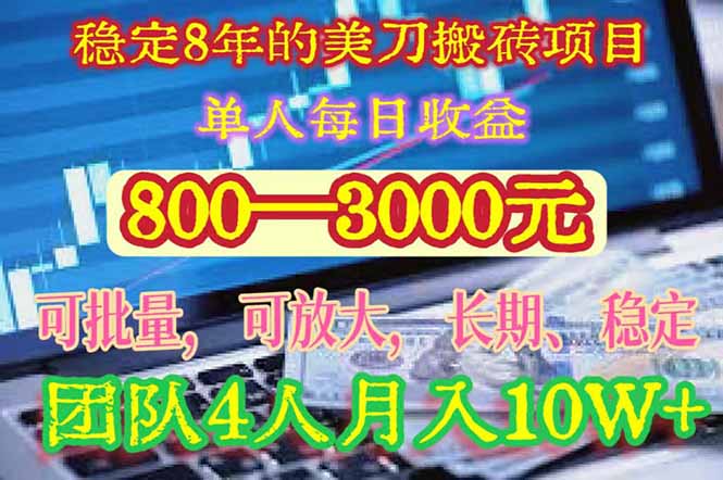 稳定8年的美刀搬砖项目，单人每日收益800—3000.团队4人月入10W+.可线下-百盟网