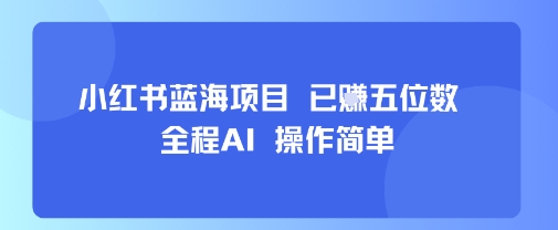 小红书蓝海项目，全程AI，操作简单，已挣五位数-百盟网
