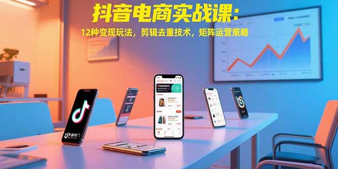 抖音电商实战课：12种变现玩法，剪辑去重技术，矩阵运营策略-项目网