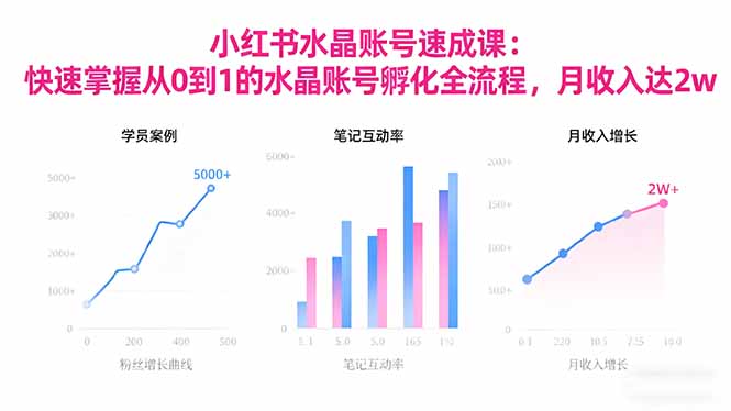 2025小红书水晶账号速成课:快速掌握从0-1水晶账号孵化全流程,月收入达2w-百盟网