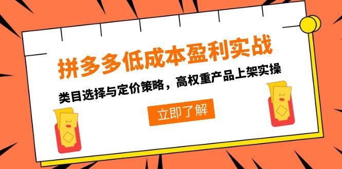 拼多多低成本盈利实战，类目选择与定价策略，高权重产品上架实操-百盟网