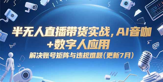 半无人直播带货实战，AI音咖+数字人应用 解决账号矩阵与违规难题(更新7月-百盟网