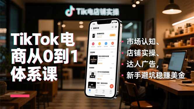 TikTok电商从0到1体系课，市场认知、店铺实操、达人广告，新手避坑稳赚美金-百盟网