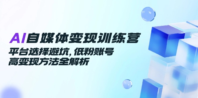 AI自媒体变现训练营，平台选择避坑，低粉账号高变现方法全解析-智宝网创